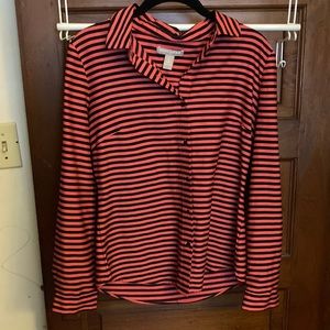 Black and Orange Striped Banana Republic Collard Shirt